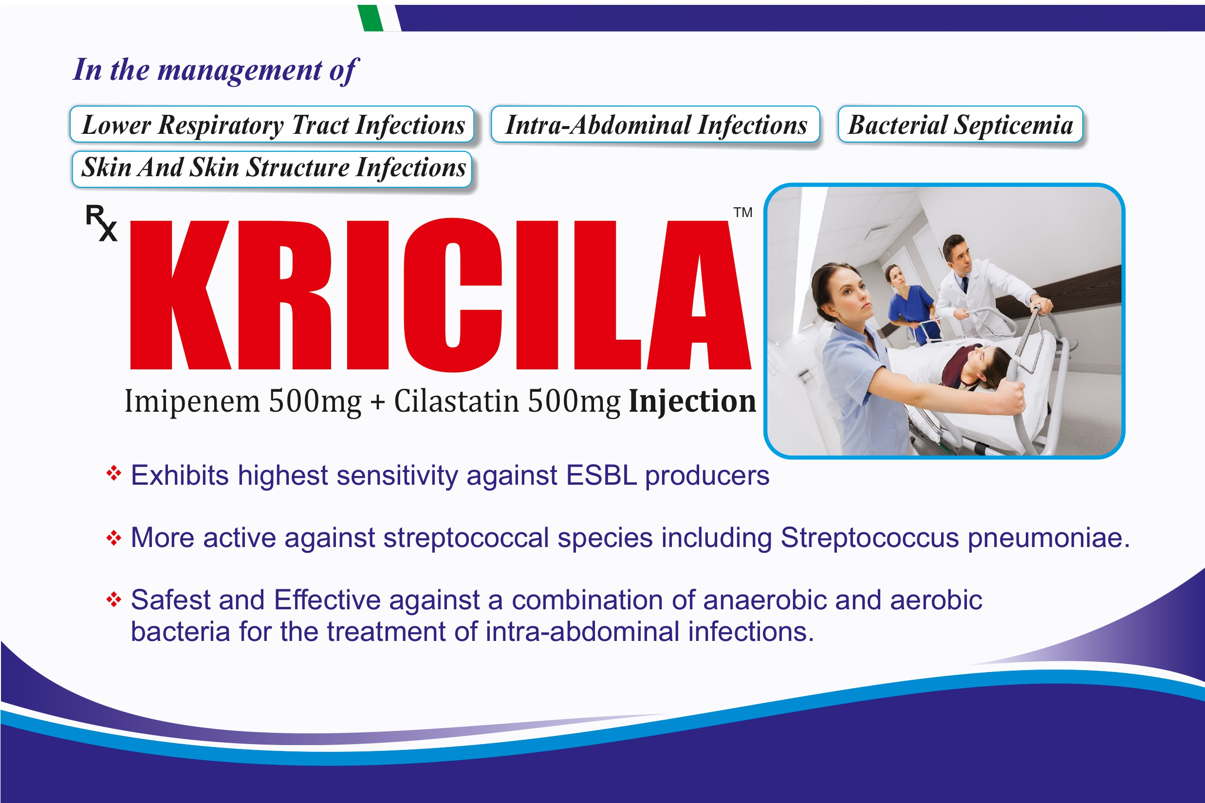 KRICILA Injection (Imipenem 500 mg + Cilastatin 500 mg)