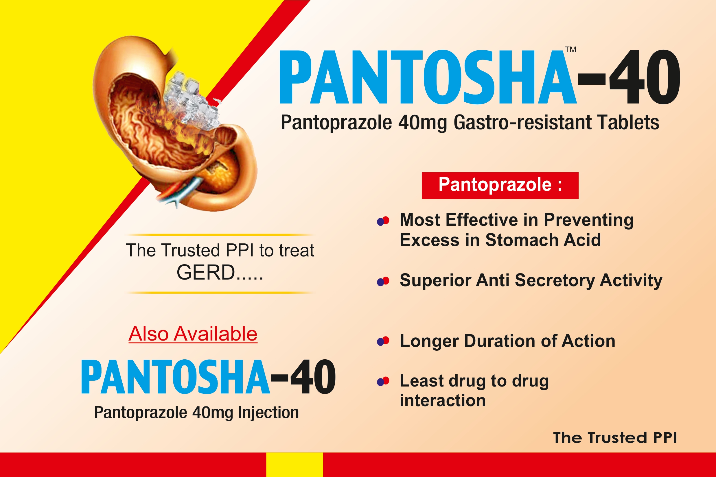PANTOSHA-40 (Pantoprazole 40mg Gastro-resistant Tablets/Injection)